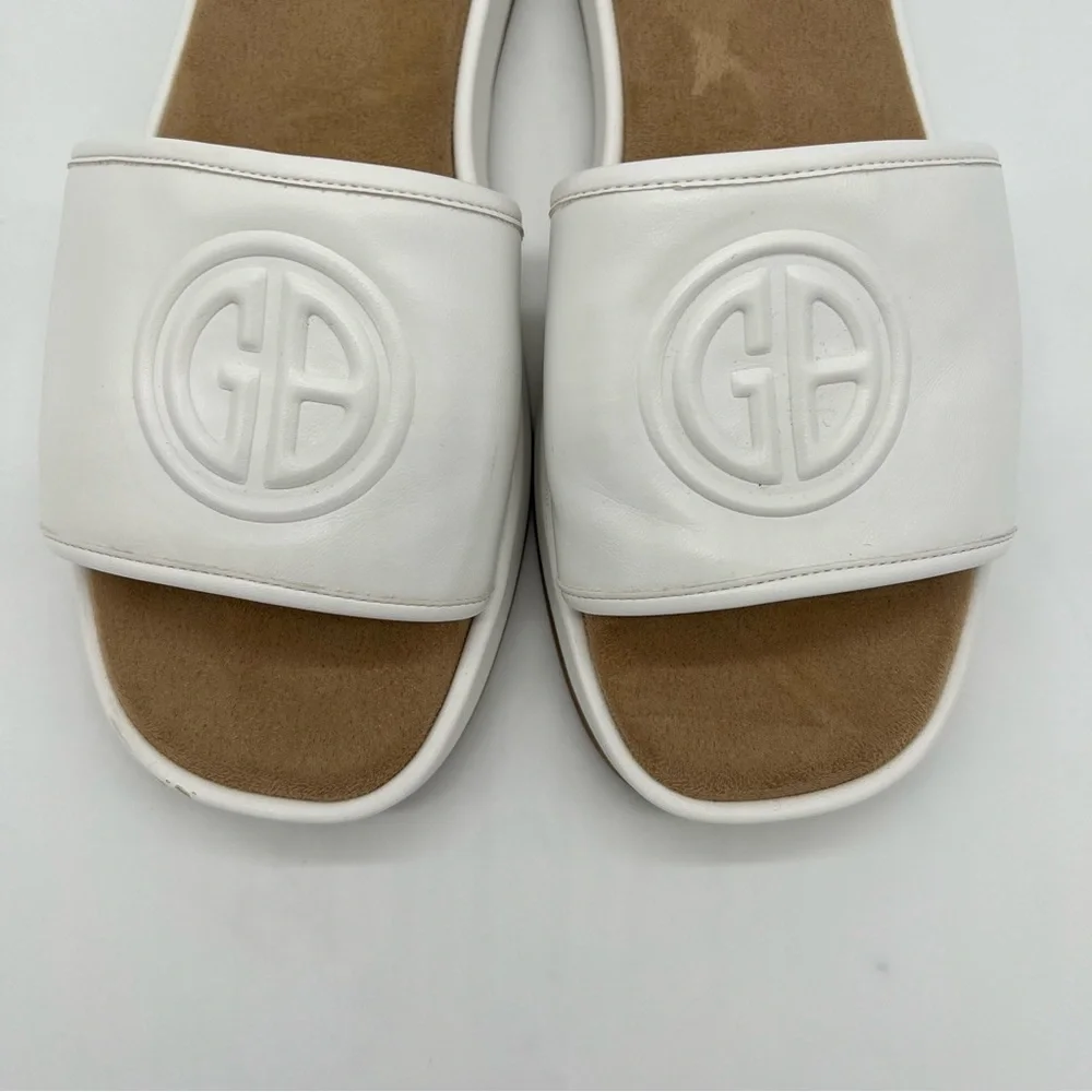 Giani Bernini White and Brown Slide Sandals